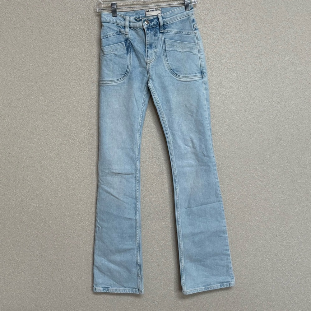 Free People We The Free Light Wash High Rise Flare Jeans Size 24 Long Inseam